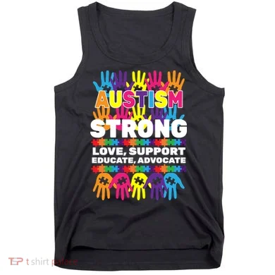 Autism Strong Handprints Love Support Tank Top