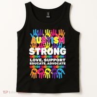Autism Strong Handprints Love Support Tank Top thumb 2