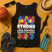 Autism Strong Handprints Love Support Tank Top thumb 4