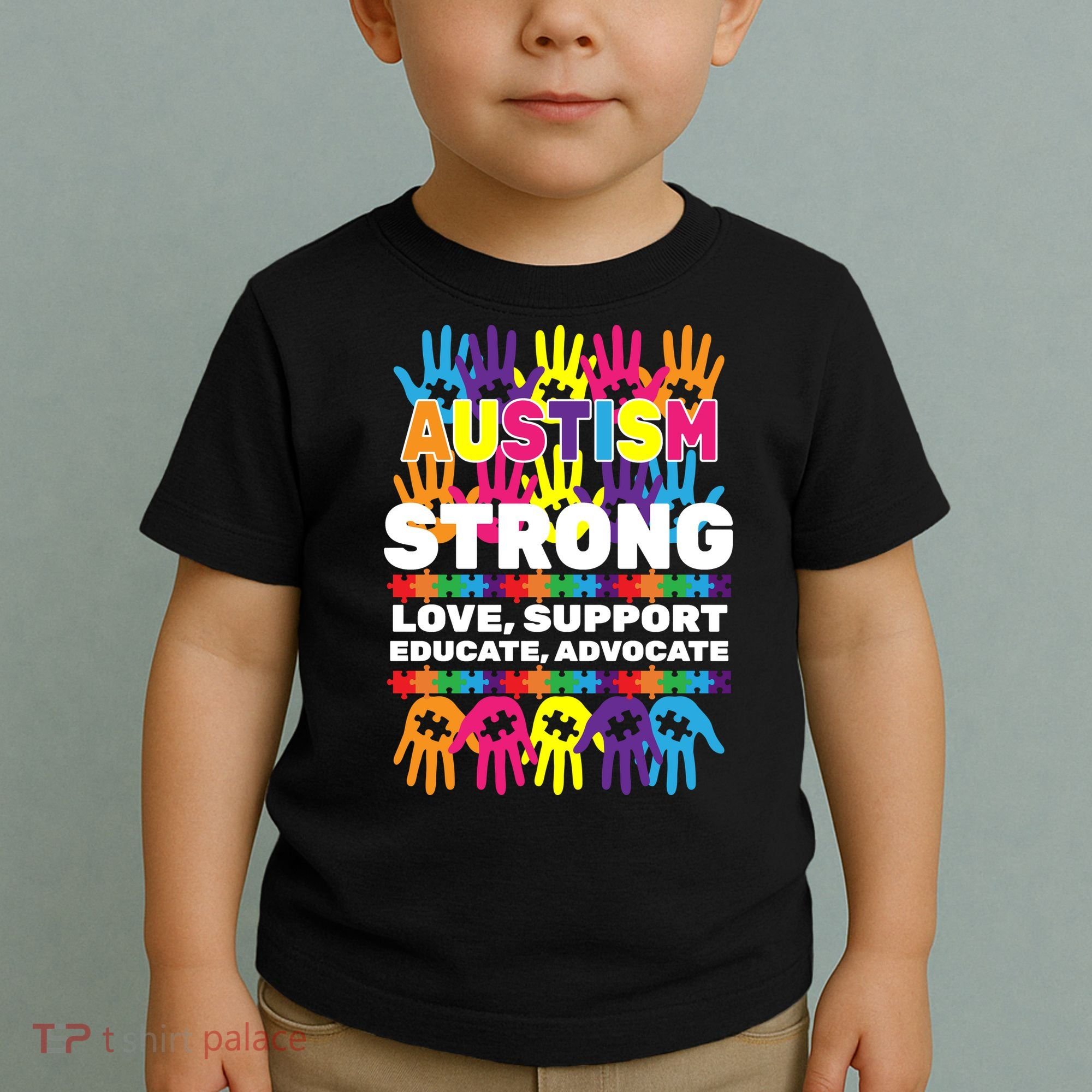 Autism Strong Handprints Love Support Toddler T-Shirt