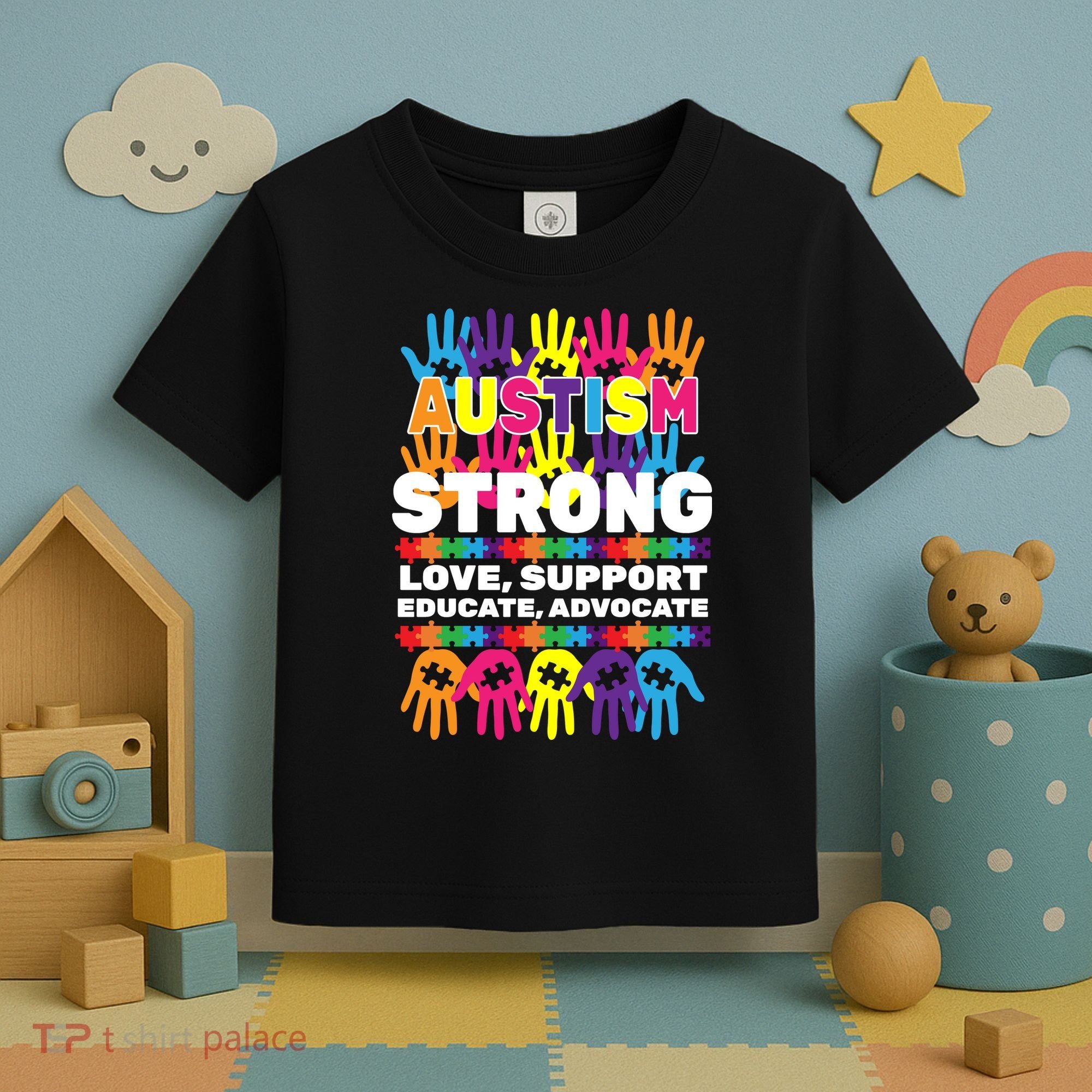 Autism Strong Handprints Love Support Toddler T-Shirt