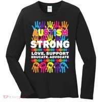 Autism Strong Handprints Love Support Women's Long Sleeve Shirt thumb 0