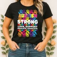 Autism Strong Handprints Love Support Women's T-Shirt thumb 2