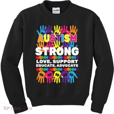 Autism Strong Handprints Love Support Kids Sweatshirt