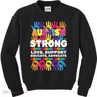 Autism Strong Handprints Love Support Kids Sweatshirt thumb 0