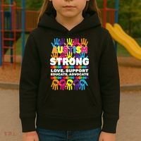 Autism Strong Handprints Love Support Kids Hoodie thumb 3