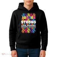 Autism Strong Handprints Love Support Kids Hoodie thumb 4