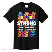 Autism Strong Handprints Love Support Kids T-Shirt thumb 0
