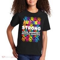 Autism Strong Handprints Love Support Kids T-Shirt thumb 2