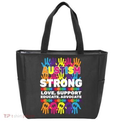 Autism Strong Handprints Love Support Tote Bag