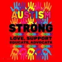 Autism Strong Handprints Love Support Santa Hat thumb 1