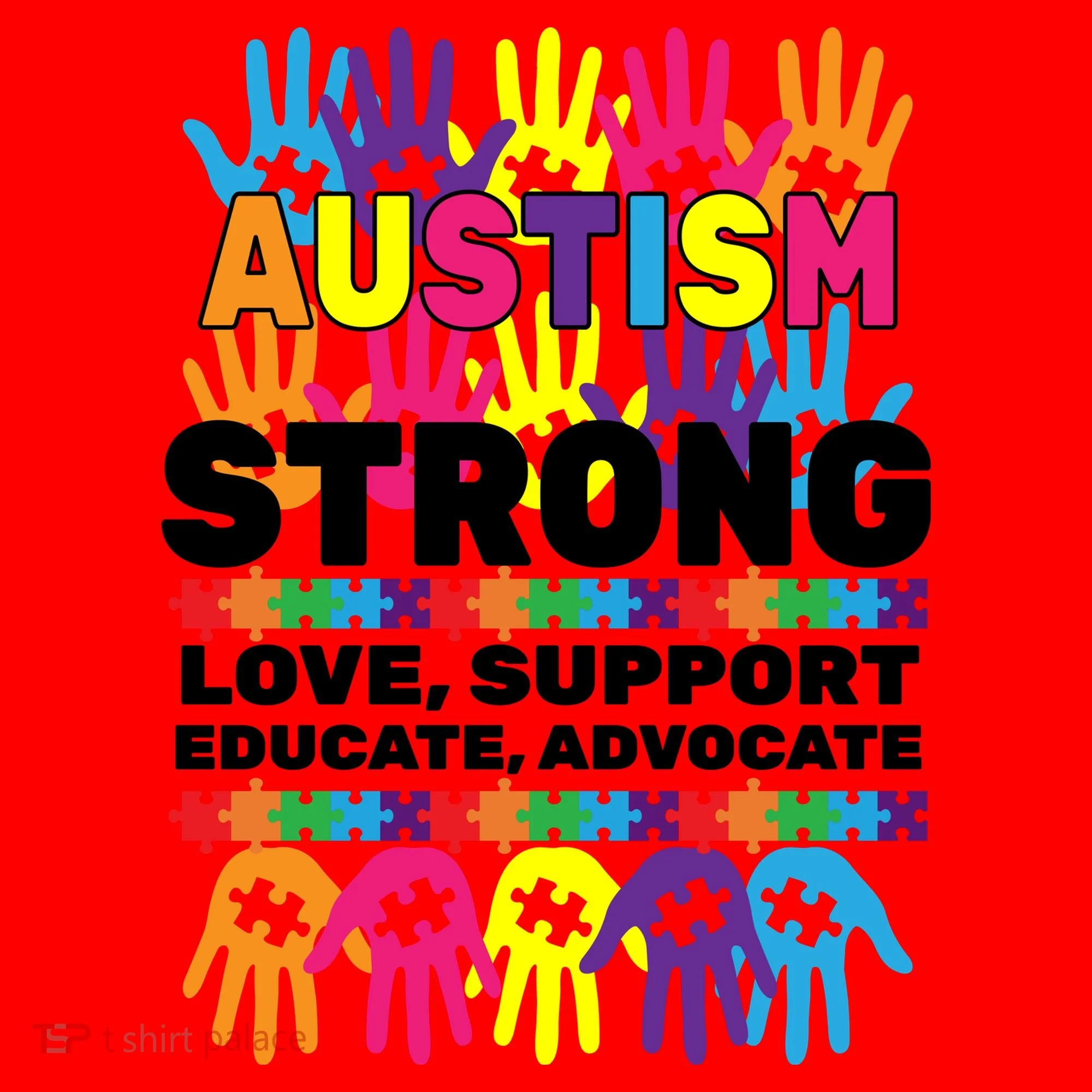Autism Strong Handprints Love Support Santa Hat