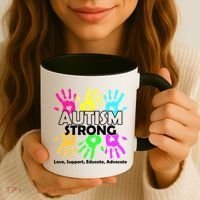 Autism Strong Love Support Educate Advocate Coffee Mug thumb 3