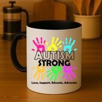 Autism Strong Love Support Educate Advocate Coffee Mug thumb 4