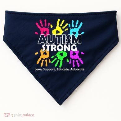 Autism Strong Love Support Educate Advocate USA-Made Doggie Bandana