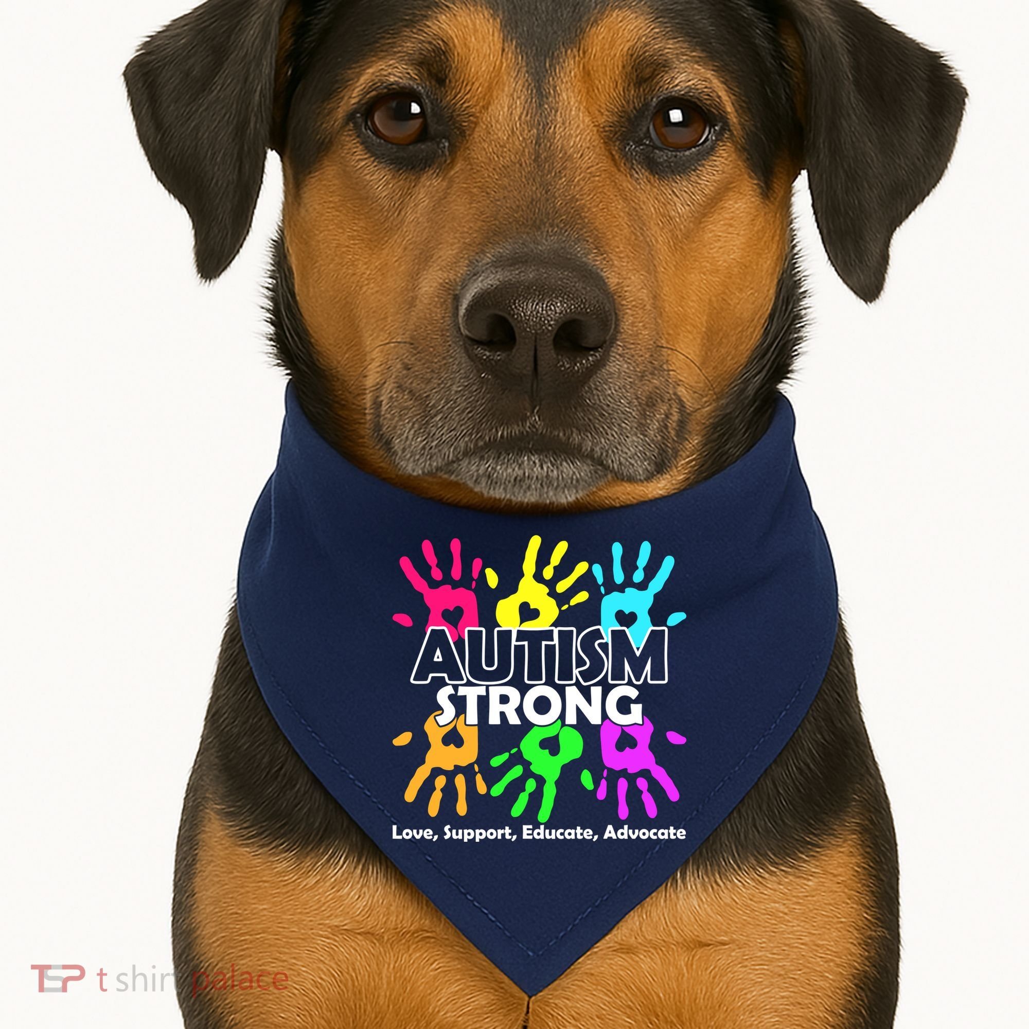 Autism Strong Love Support Educate Advocate USA-Made Doggie Bandana
