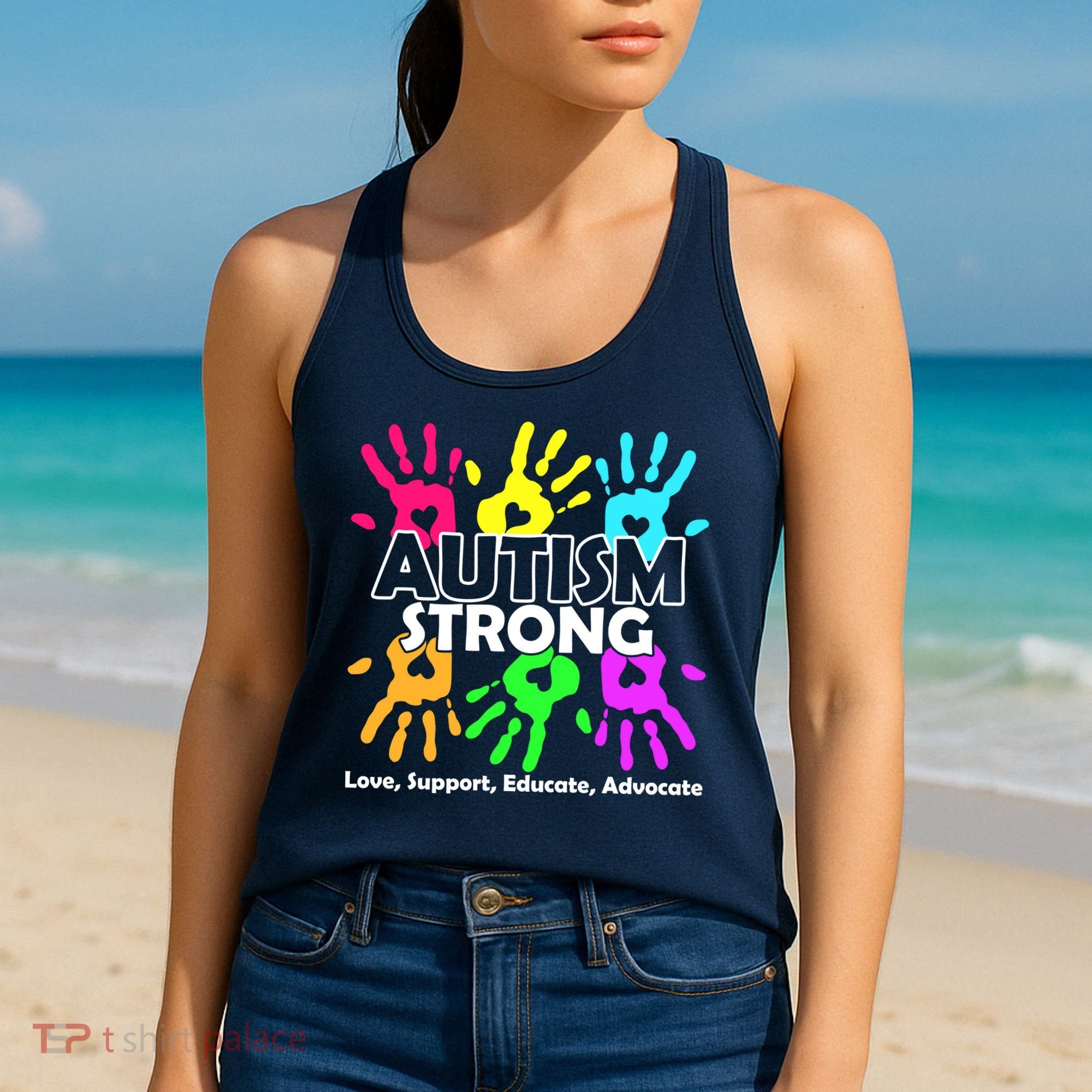 Autism Strong Love Support Educate Advocate Women's Tank Top