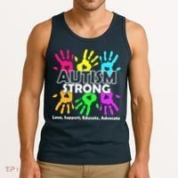 Autism Strong Love Support Educate Advocate Tank Top thumb 3