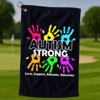 Autism Strong Love Support Educate Advocate Golf Towel thumb 1