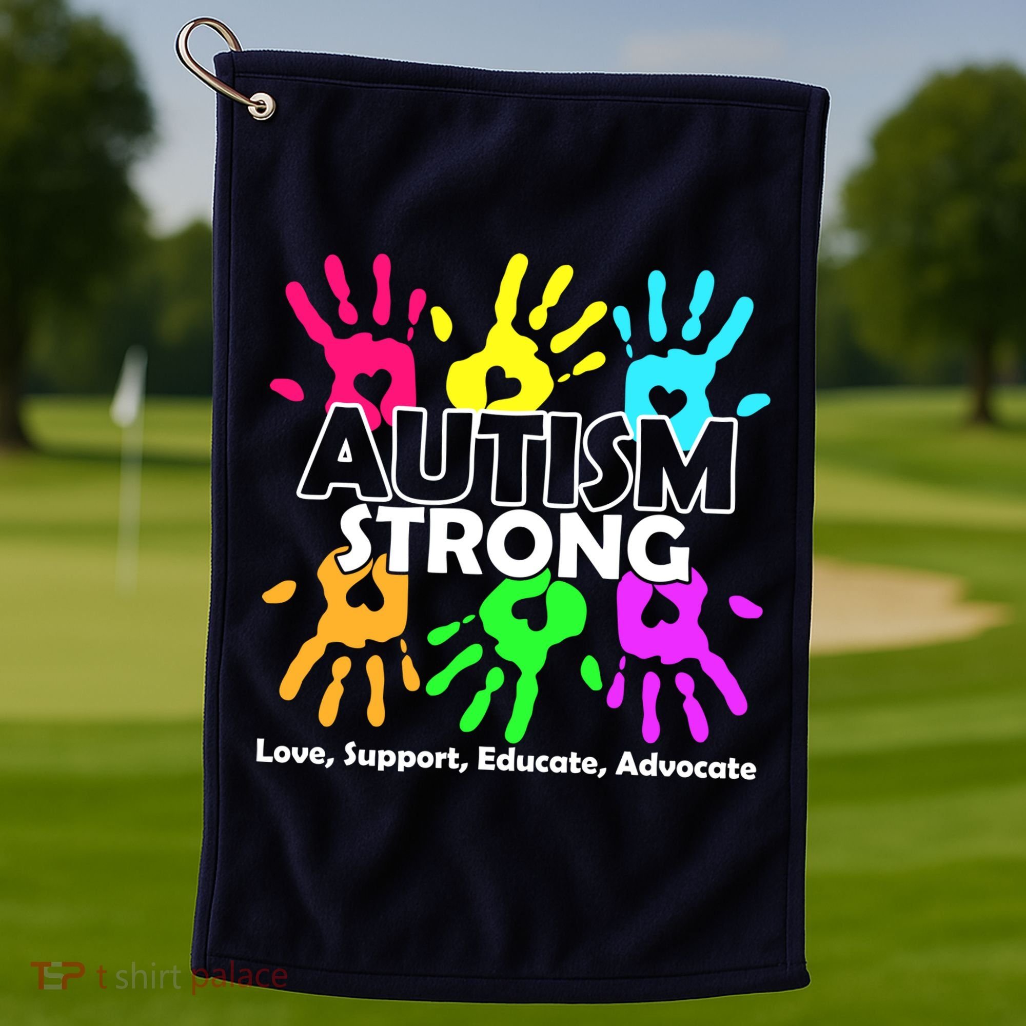 Autism Strong Love Support Educate Advocate Golf Towel