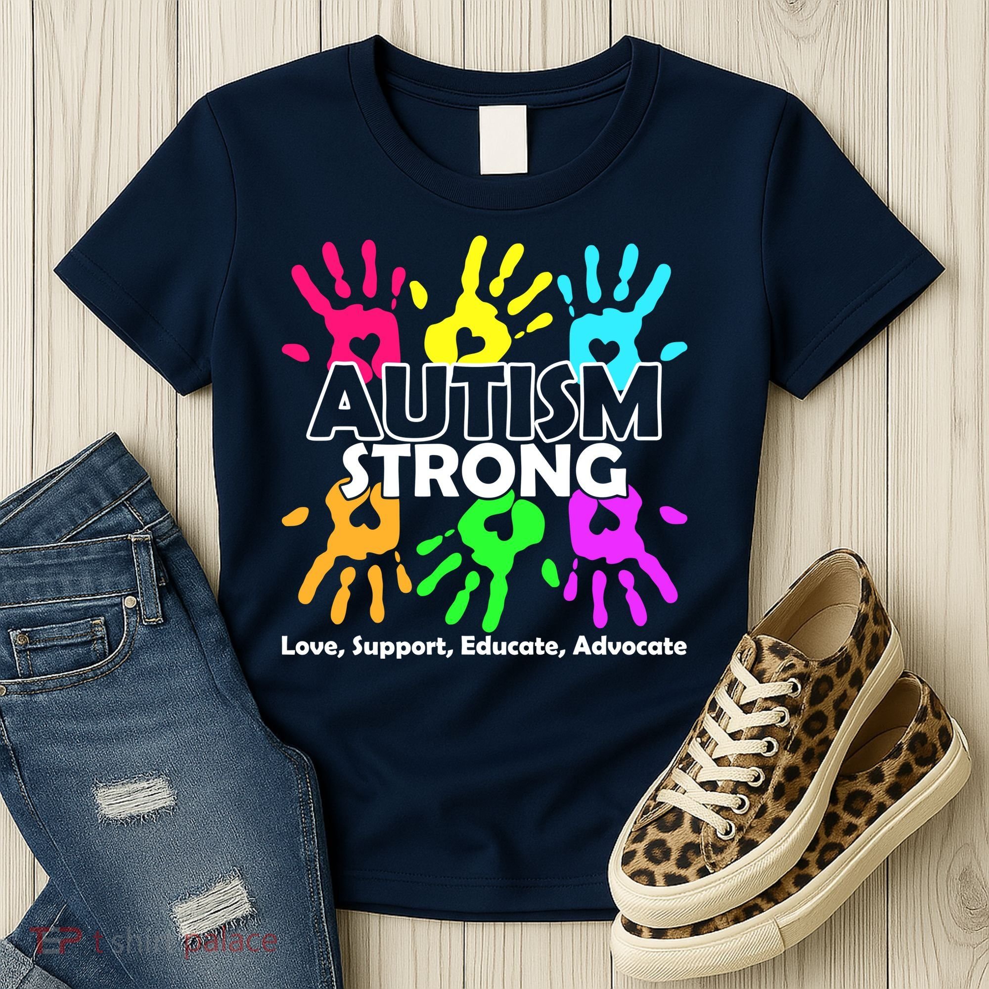 Autism Strong Love Support Educate Advocate Women's T-Shirt