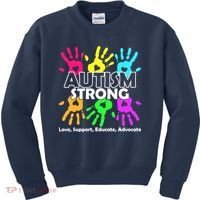 Autism Strong Love Support Educate Advocate Kids Sweatshirt thumb 0