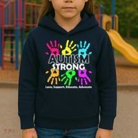 Autism Strong Love Support Educate Advocate Kids Hoodie thumb 3