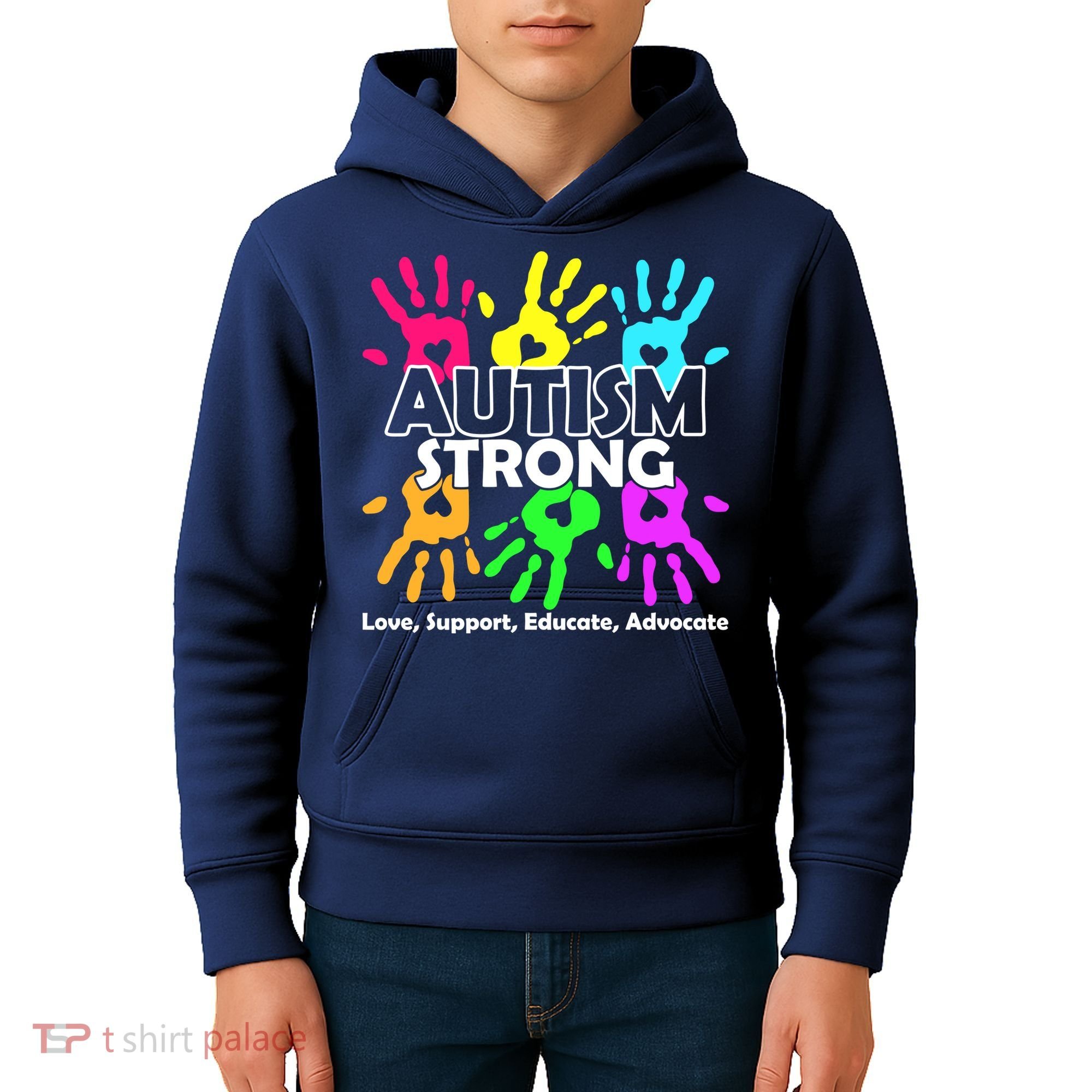 Autism Strong Love Support Educate Advocate Kids Hoodie