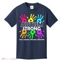 Autism Strong Love Support Educate Advocate Kids T-Shirt thumb 0
