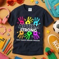 Autism Strong Love Support Educate Advocate Kids T-Shirt thumb 3