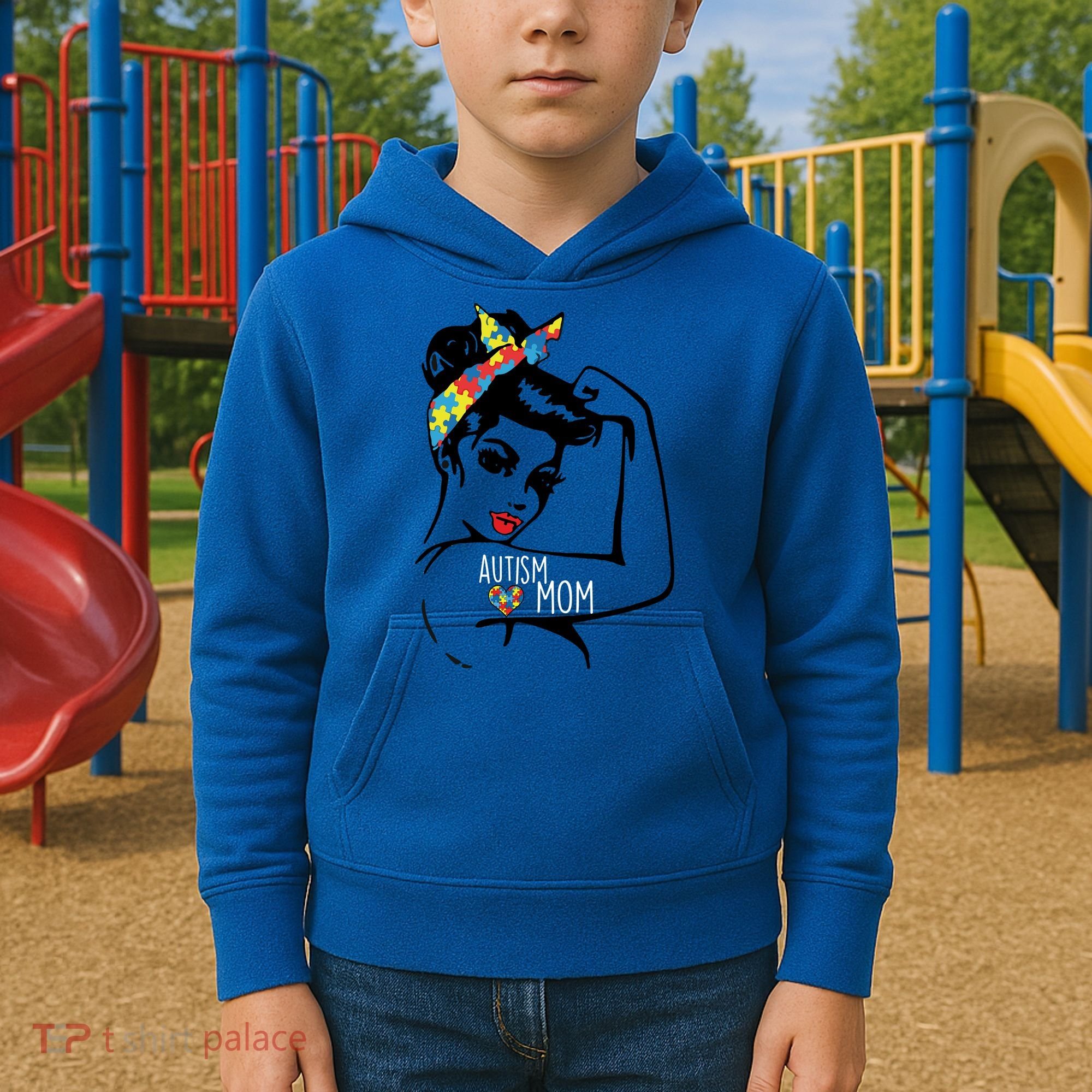 Autism Strong Mom Kids Hoodie
