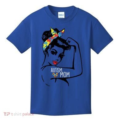 Autism Strong Mom Kids T-Shirt