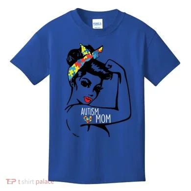 Autism Strong Mom Kids T-Shirt