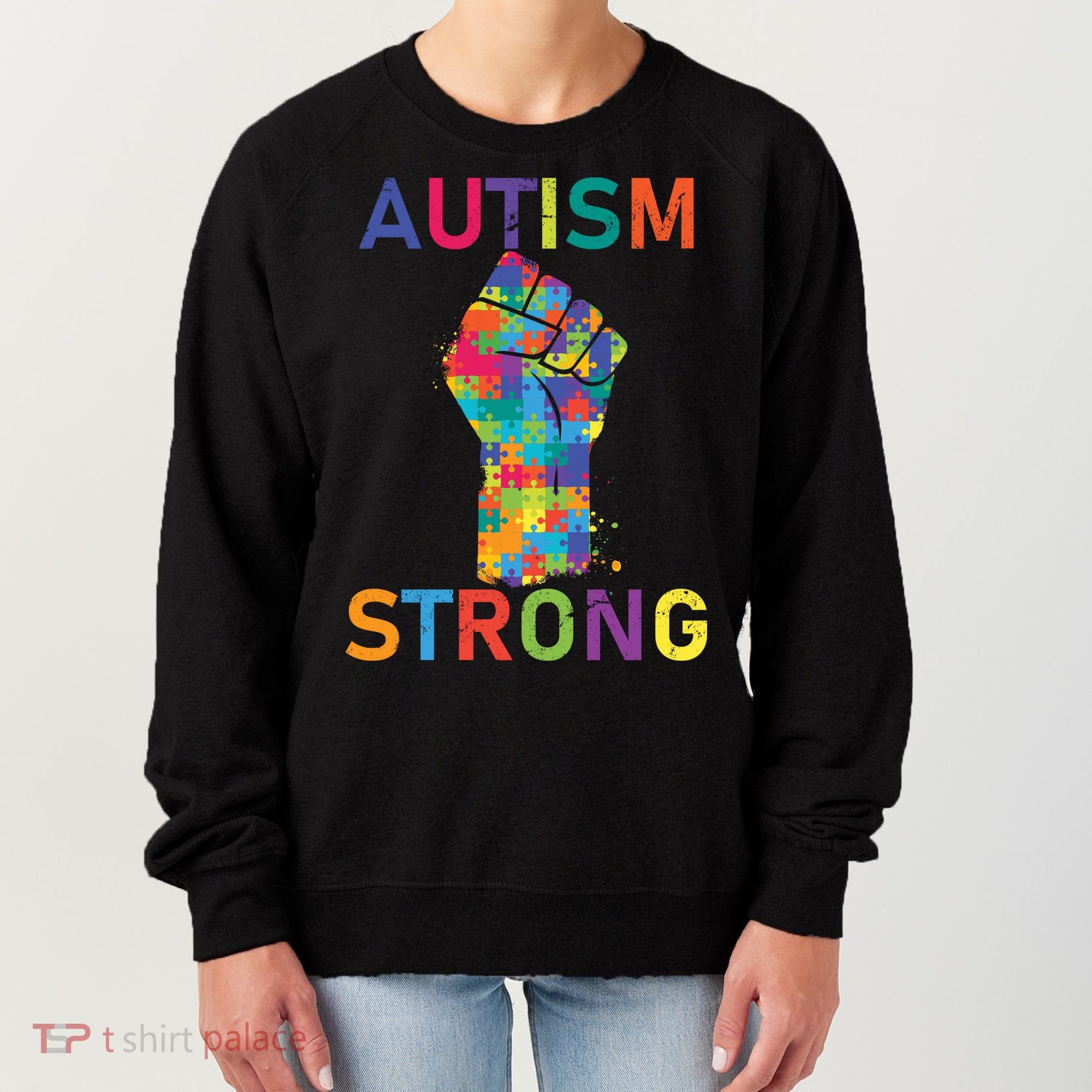 Autism Strong Retro Fist Autism Awareness Women's Sweatshirt