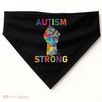 Autism Strong Retro Fist Autism Awareness USA-Made Doggie Bandana thumb 0