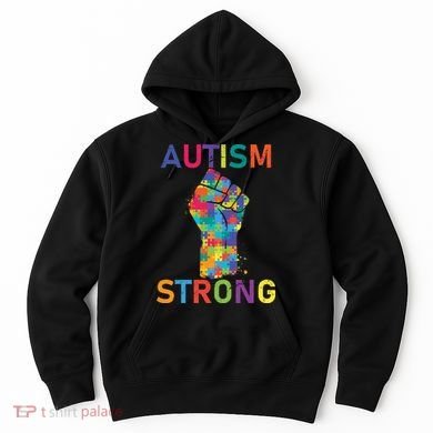 Autism Strong Retro Fist Autism Awareness Hoodie