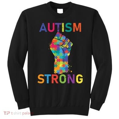 Autism Strong Retro Fist Autism Awareness Sweatshirt