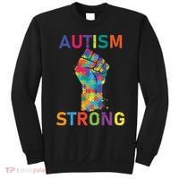 Autism Strong Retro Fist Autism Awareness Sweatshirt thumb 0