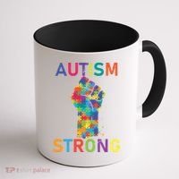 Autism Strong Retro Fist Autism Awareness Coffee Mug thumb 1