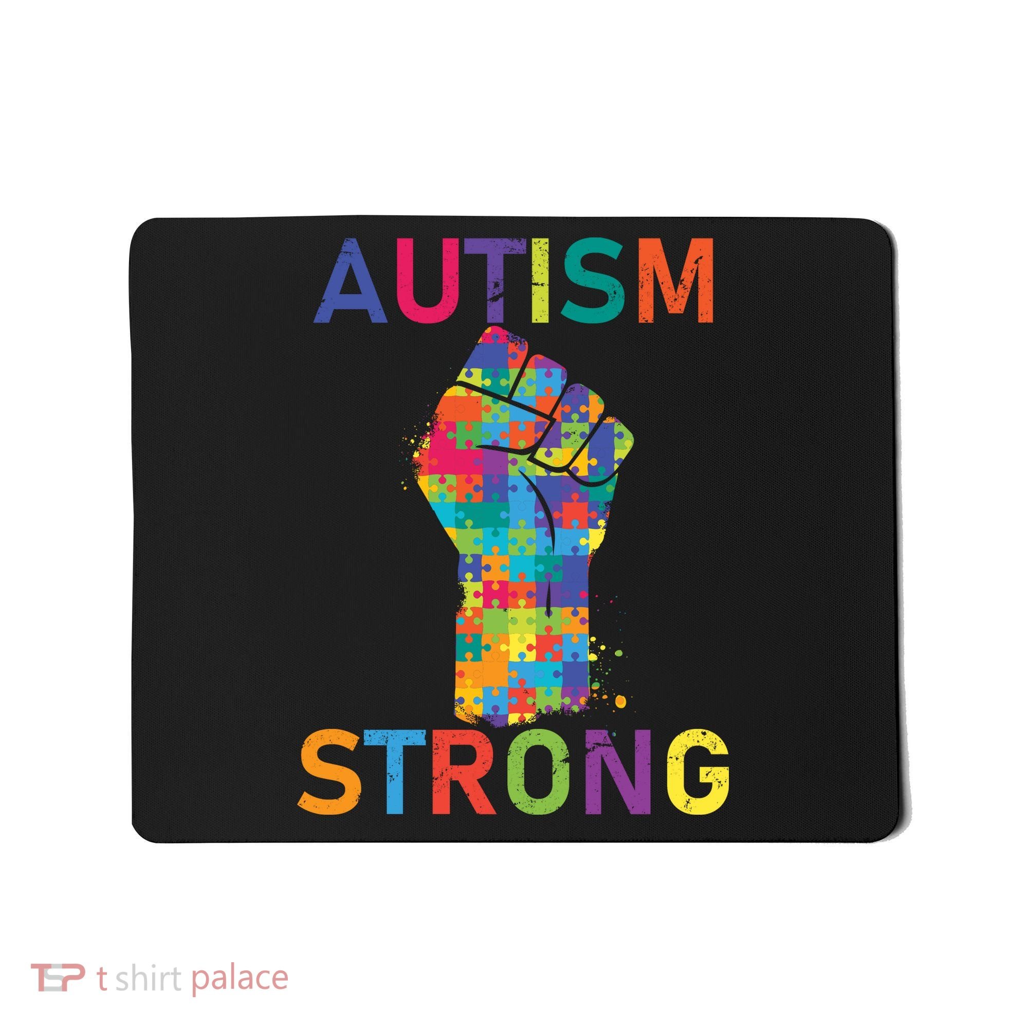 Autism Strong Retro Fist Autism Awareness Mousepad