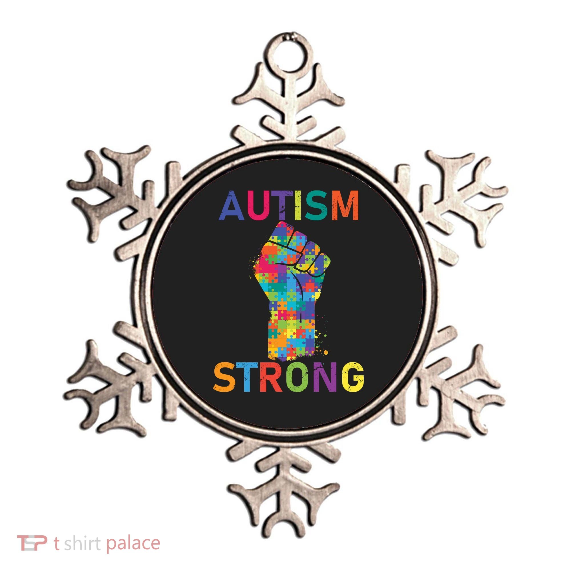 Autism Strong Retro Fist Autism Awareness Ornament