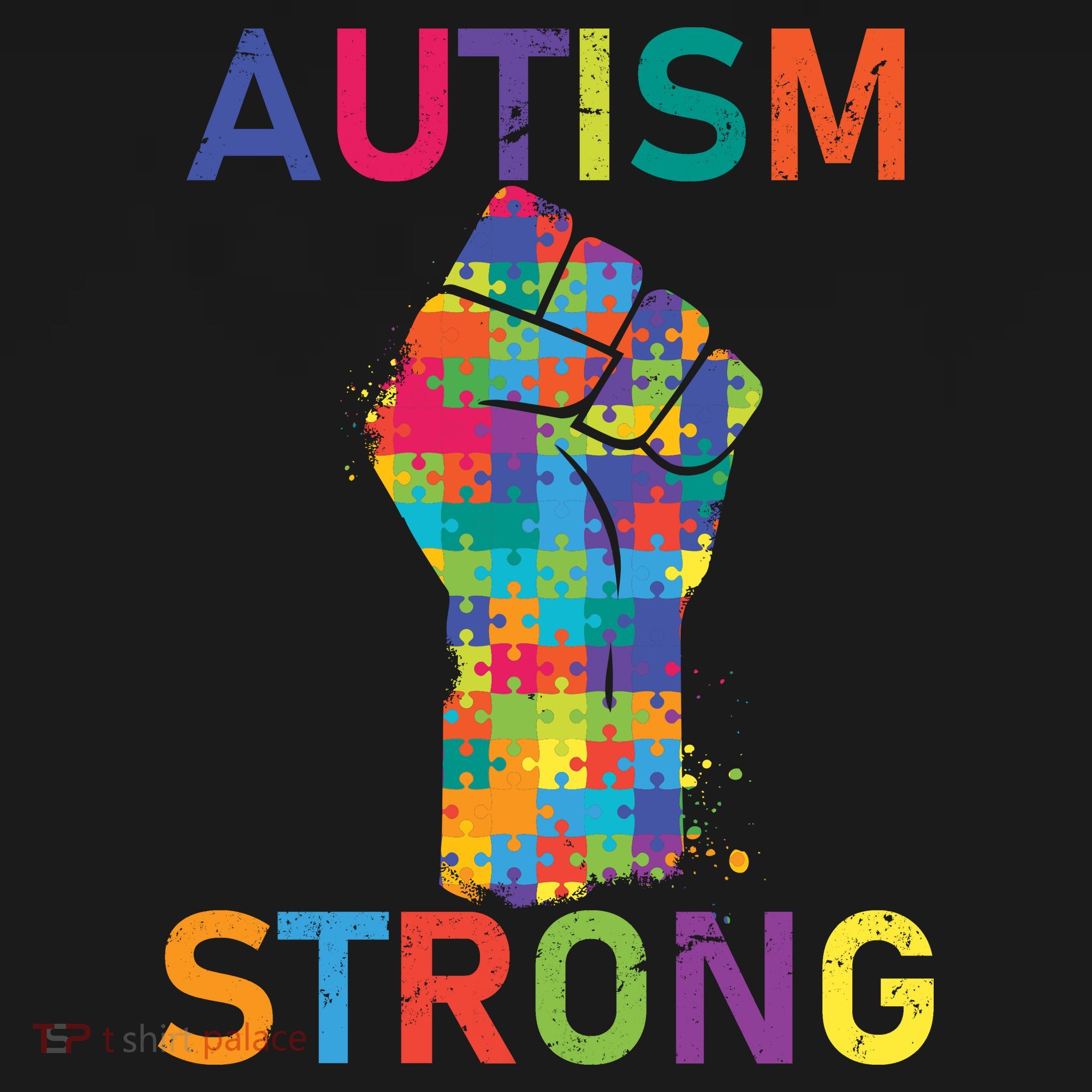 Autism Strong Retro Fist Autism Awareness Baby Bodysuit