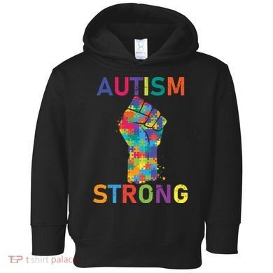 Autism Strong Retro Fist Autism Awareness Toddler Hoodie