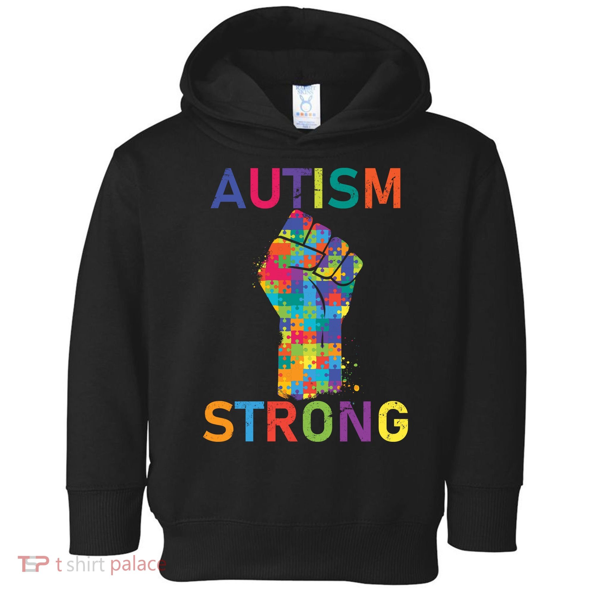 Autism Strong Retro Fist Autism Awareness Toddler Hoodie