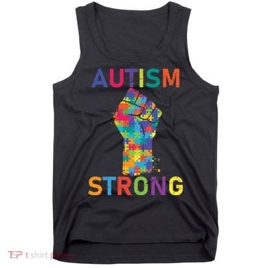 Autism Strong Retro Fist Autism Awareness Tank Top