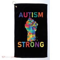 Autism Strong Retro Fist Autism Awareness Golf Towel thumb 0