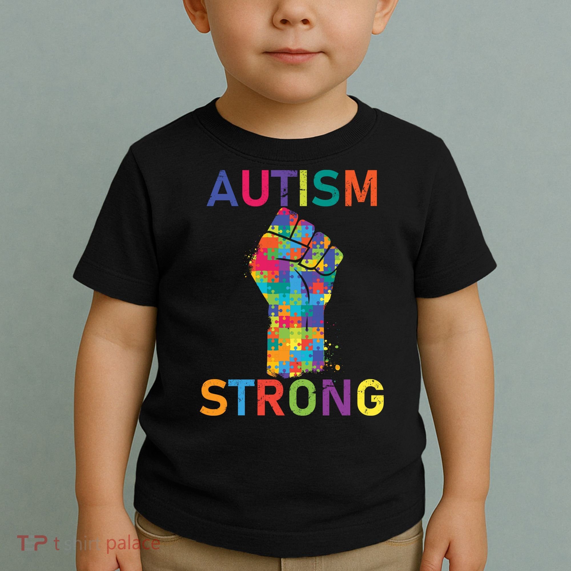 Autism Strong Retro Fist Autism Awareness Toddler T-Shirt