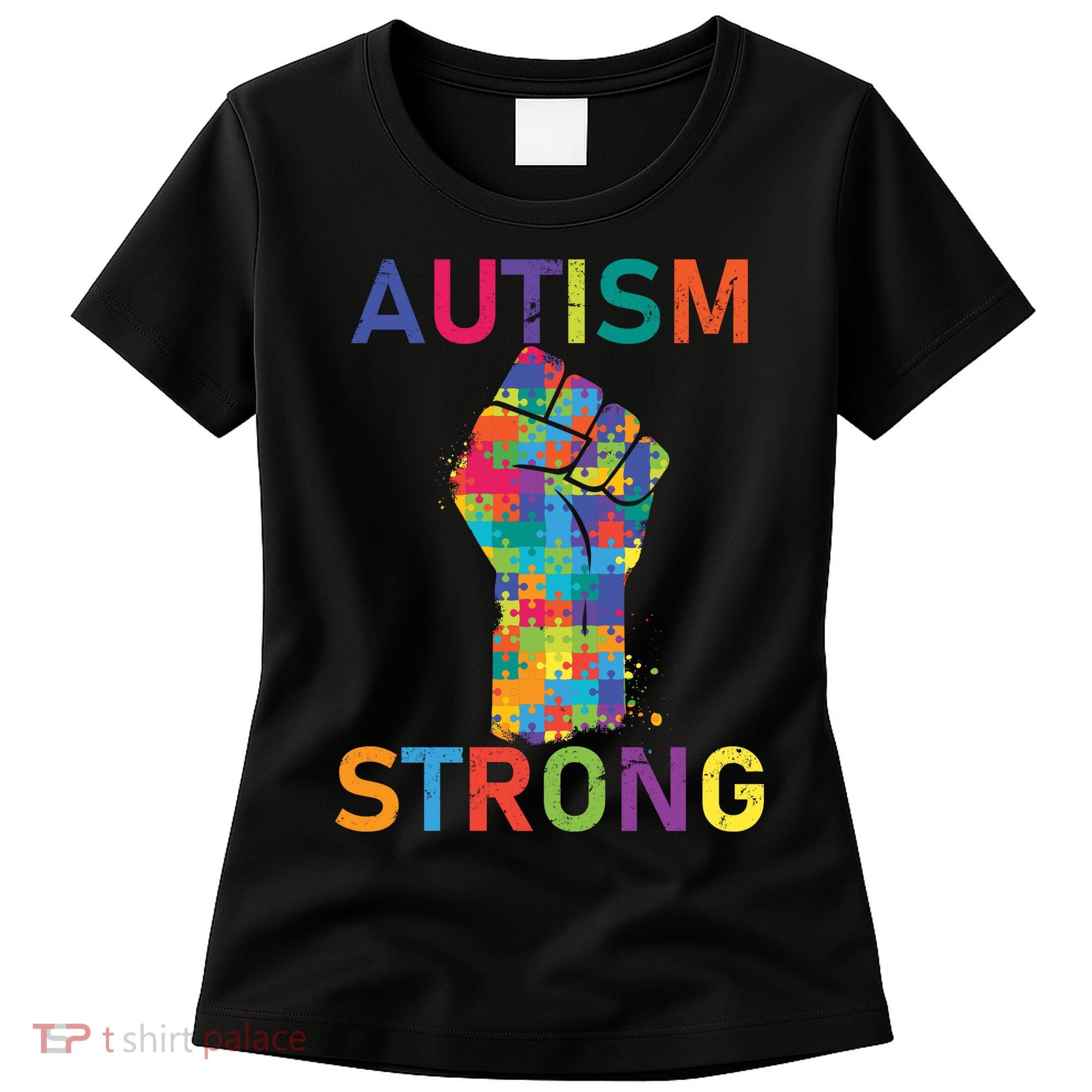 Autism Strong Retro Fist Autism Awareness Women's T-Shirt