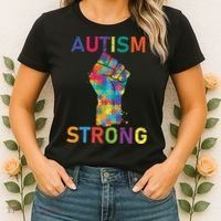 Autism Strong Retro Fist Autism Awareness Women's T-Shirt thumb 2