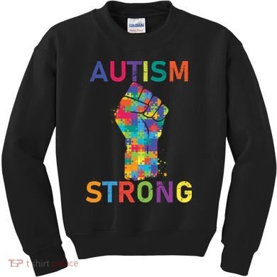 Autism Strong Retro Fist Autism Awareness Kids Sweatshirt